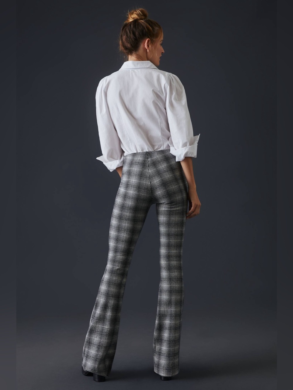 Maeve Plaid Bootcut Pants – Black & White - Picture 4 of 12